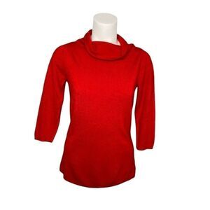 New‎ York & Co Red Cowl Neck 3/4 Sleeve Sweater Sz XS